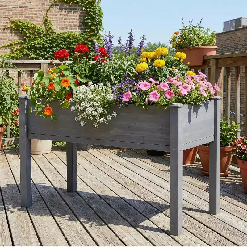 Grand carré potager surélevé avec pieds, 48 L x 24 l x 30 H, en bois massif