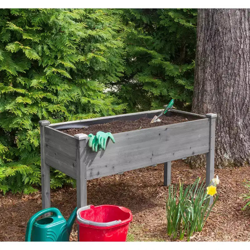 Grand carré potager surélevé avec pieds, 48 L x 24 l x 30 H, en bois massif