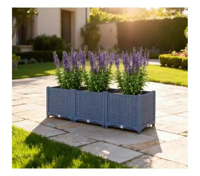 Carre de jardin sureleve en plastique bleu avec trous de drainage pour interieur/extérieur, 47,2x15,7x14,6 pouces