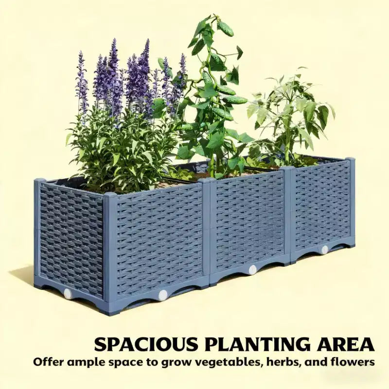 Carre de jardin sureleve en plastique bleu avec trous de drainage pour interieur/extérieur, 47,2x15,7x14,6 pouces