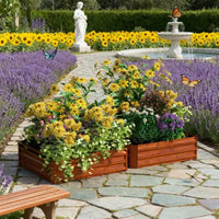 Lot de 2 carres de jardin sureleves en acier galvanise brun fonce, 39,25x39,25x11,75 pouces