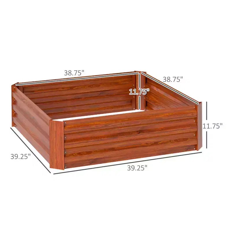 Lot de 2 carres de jardin sureleves en acier galvanise brun fonce, 39,25x39,25x11,75 pouces