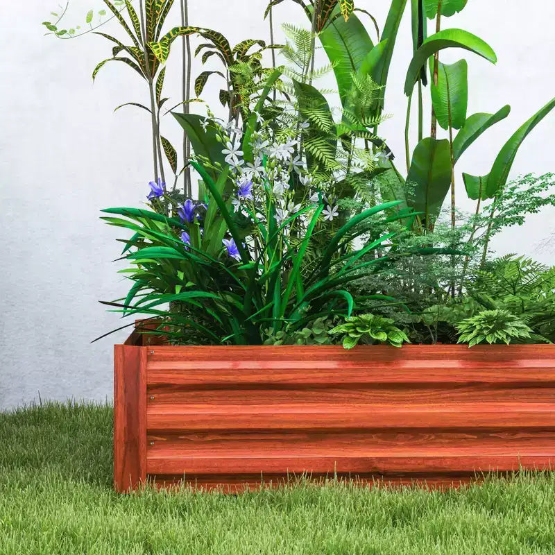 Lot de 2 bacs de jardin surélevés en acier galvanisé marron foncé, 39,25x39,25x11,75 pouces