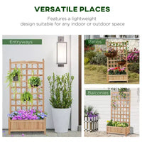 Jardinière surélevée en bois avec treillis décoratif et bac de plantation profond, 23,5x11,5x49,25 pouces