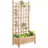Jardinière surélevée en bois avec treillis décoratif et bac de plantation profond, 23,5x11,5x49,25 pouces