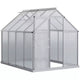 Serre en polycarbonate avec cadre en aluminium, serre d'extérieur robuste avec aération de toit réglable, gouttière et porte coulissante