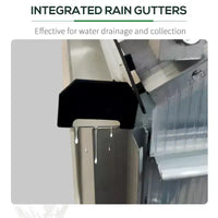 Serre en polycarbonate avec cadre en aluminium, serre d'extérieur robuste avec aération de toit réglable, gouttière et porte coulissante