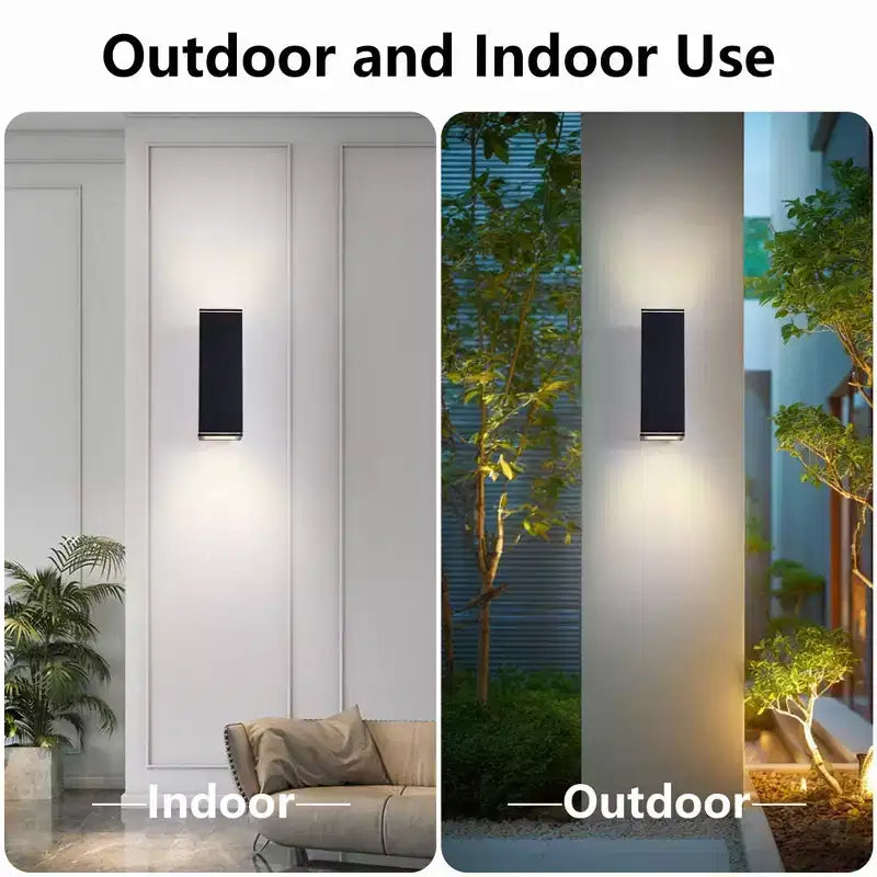 YANSUN Lot de 2 appliques murales extérieures modernes noires mates de 14 pouces à 2 lumières, pour porche ou terrasse, avec couvercle en verre trempé, étanches