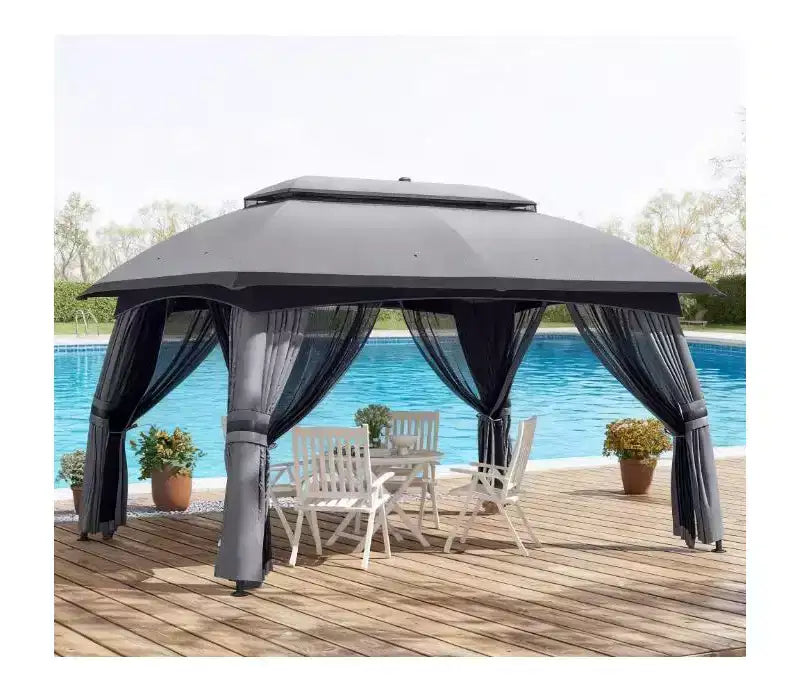 Auvent gazebo d'extérieur, gazebo de patio, avec filet, toit aere