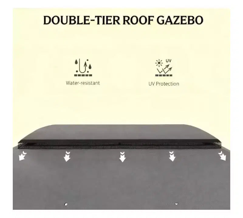 Auvent gazebo d'extérieur, gazebo de patio, avec filet, toit aere