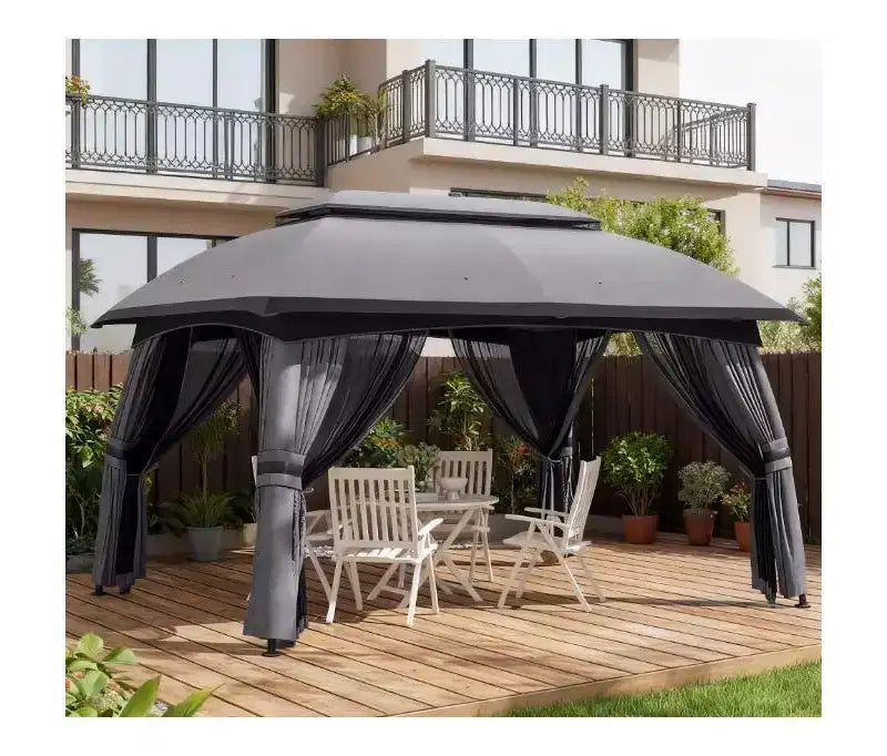 Auvent gazebo d'extérieur, gazebo de patio, avec filet, toit aere
