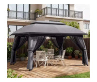 Auvent gazebo d'extérieur, gazebo de patio, avec filet, toit aere