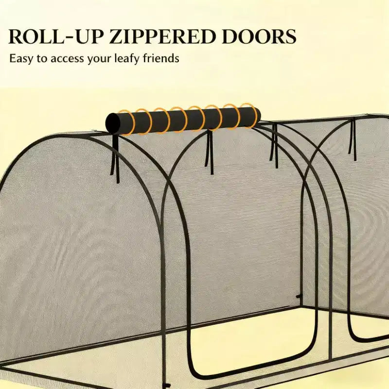 Tente de protection pour plantes, cage de protection pour cultures avec deux portes zippées, sac de rangement et piquets de fixation, pour jardin, cour, pelouse