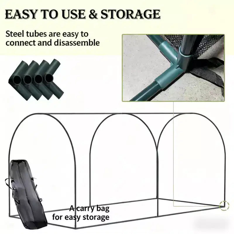 Tente de protection pour plantes, cage de protection pour cultures avec deux portes zippées, sac de rangement et piquets de fixation, pour jardin, cour, pelouse