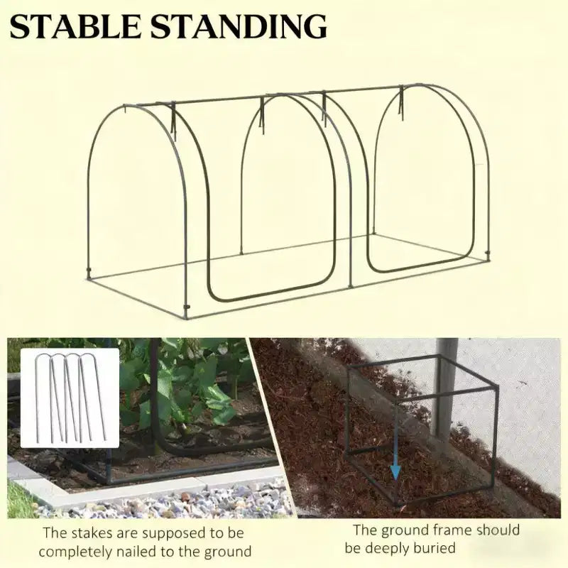 Tente de protection pour plantes, cage de protection pour cultures avec deux portes zippées, sac de rangement et piquets de fixation, pour jardin, cour, pelouse