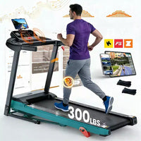 Tapis de course portable avec inclinaison, tapis de marche 3,25 CV avec barre de maintien, tapis de course pliable 3-en-1 pour la maison, le bureau, les petits espaces avec moteur silencieux sans balais