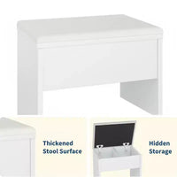 Acekool Vanity Desk with Mirror, 4 Drawers, Storage Stool & Tool Rack for Bedroom Makeup & Work