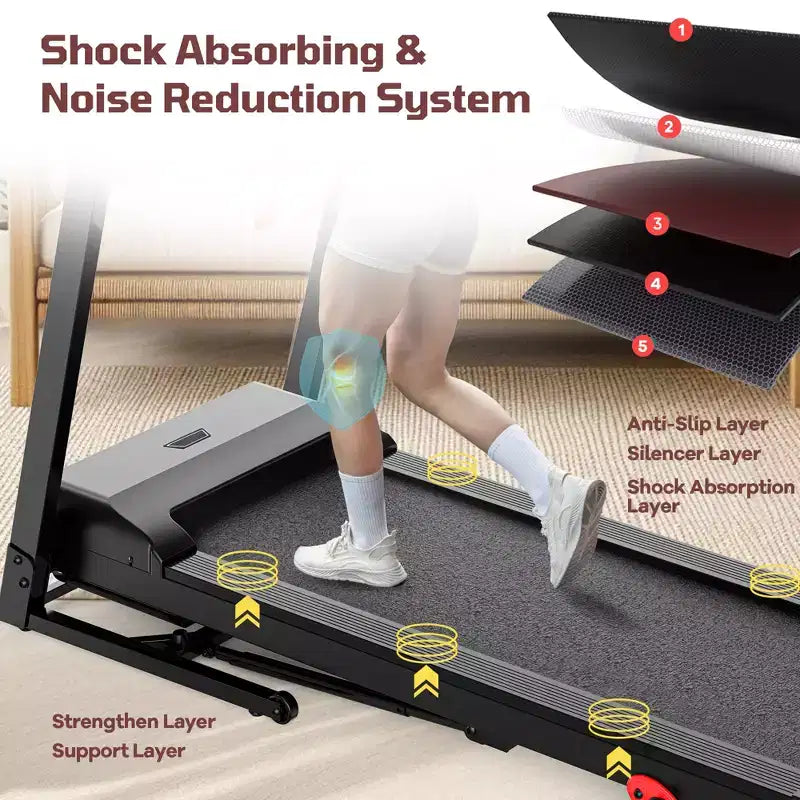 Tapis de marche 4 en 1 avec inclinaison de 12 %, tapis roulant portable, tapis roulant pliable pour la maison et le bureau, tapis roulant silencieux de 3,5 CV