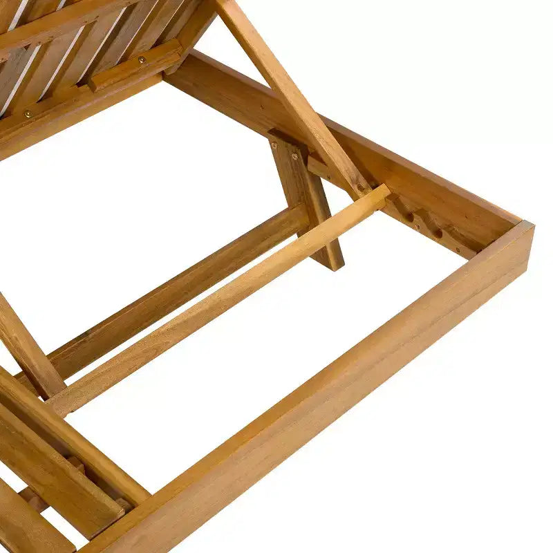 Chaise longue extérieure en bois d'acacia avec coussins, chaises longues inclinables de patio modernes avec espace latéral pour jardin et bord de piscine - Panipeachy