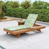 Chaise longue extérieure en bois d'acacia avec coussins, chaises longues inclinables de patio modernes avec espace latéral pour jardin et bord de piscine - Panipeachy