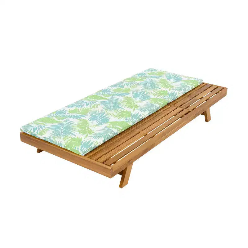 Chaise longue extérieure en bois d'acacia avec coussins, chaises longues inclinables de patio modernes avec espace latéral pour jardin et bord de piscine - Panipeachy