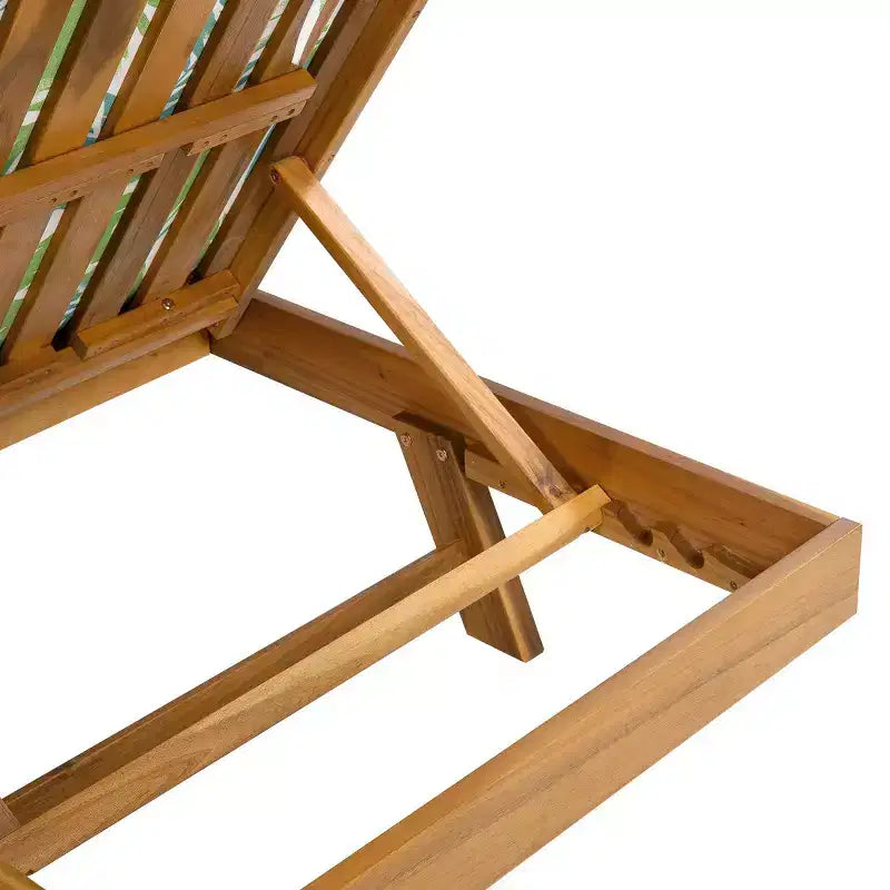 Chaise longue extérieure en bois d'acacia avec coussins, chaises longues inclinables de patio modernes avec espace latéral pour jardin et bord de piscine - Panipeachy