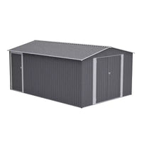 Abri de jardin en métal de 3 x 4,2 m, grand abri de jardin pour outils avec 3 portes verrouillables et porte latérale, 4 bouches d'aération