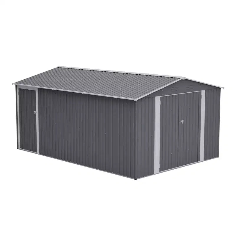 Abri de jardin en métal de 3 x 4,2 m, grand abri de jardin pour outils avec 3 portes verrouillables et porte latérale, 4 bouches d'aération