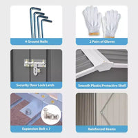 Abri de jardin en métal de 3 x 4,2 m, grand abri de jardin pour outils avec 3 portes verrouillables et porte latérale, 4 bouches d'aération