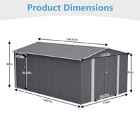 Abri de jardin en métal de 3 x 4,2 m, grand abri de jardin pour outils avec 3 portes verrouillables et porte latérale, 4 bouches d'aération
