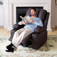 22in Rocker Swivel Recliner Chair, PU Leather Lazy Recliner W/ 1.5X Sponge, Cup Holder & Side Pockets, 360 Swivel for Living Room, Bedroom, Nursery