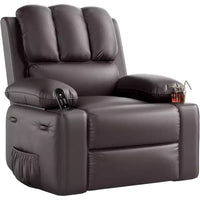 Fauteuil inclinable pivotant à bascule de 56 cm, inclinable paresseux en cuir PU avec éponge 1,5X, porte-gobelet et poches latérales, pivotant à 360° pour salon, chambre à coucher, chambre d'enfant