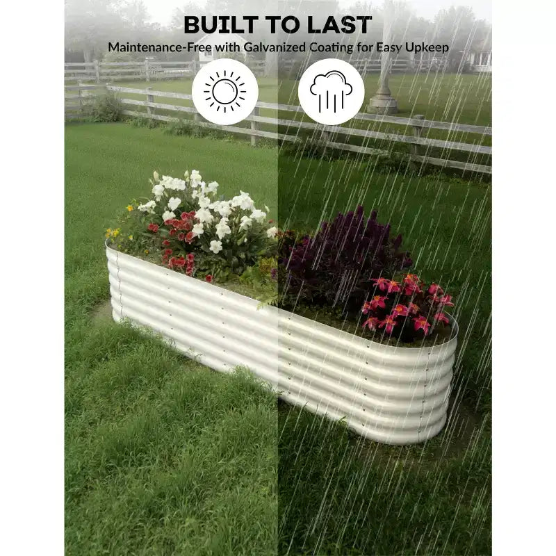 Bacs de jardin surélevés en acier galvanisé, résistants à la rouille, montage facile, pour légumes/fleurs d'extérieur, beiges, lot de 2, disponibles en plusieurs tailles