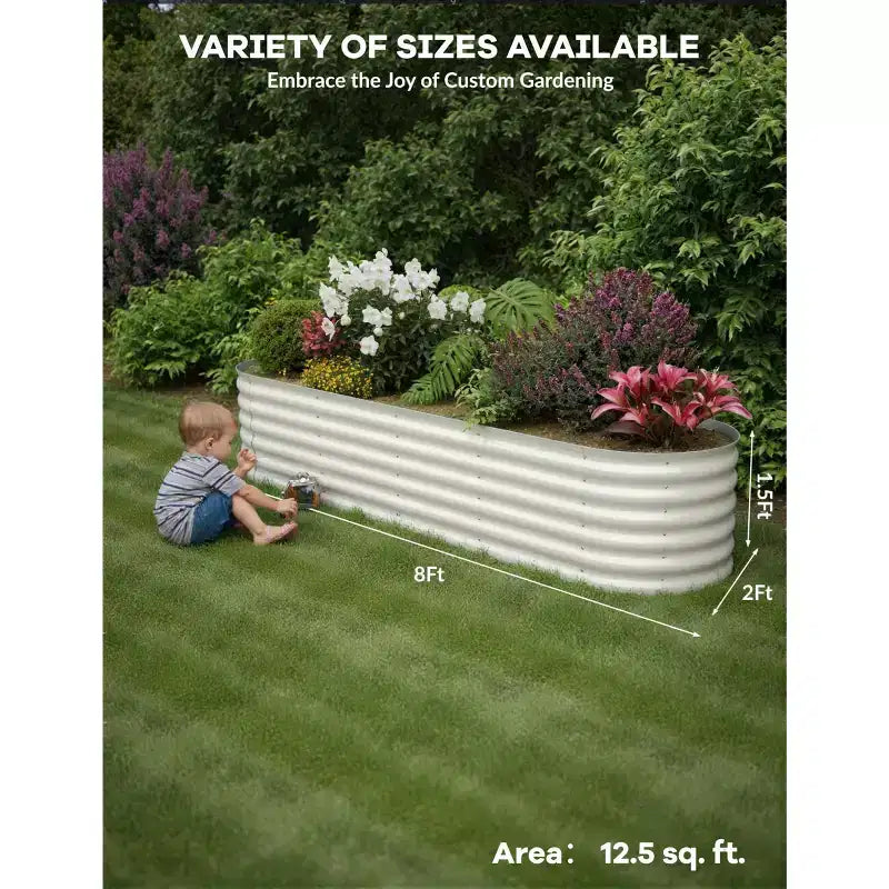 Bacs de jardin surélevés en acier galvanisé, résistants à la rouille, montage facile, pour légumes/fleurs d'extérieur, beiges, lot de 2, disponibles en plusieurs tailles