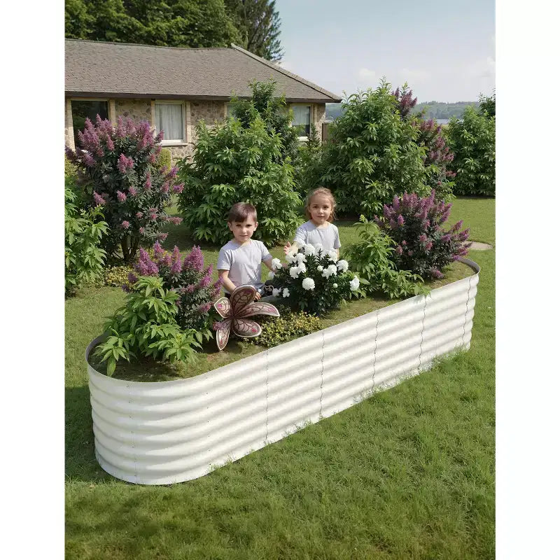 Bacs de jardin surélevés en acier galvanisé, résistants à la rouille, montage facile, pour légumes/fleurs d'extérieur, beiges, lot de 2, disponibles en plusieurs tailles
