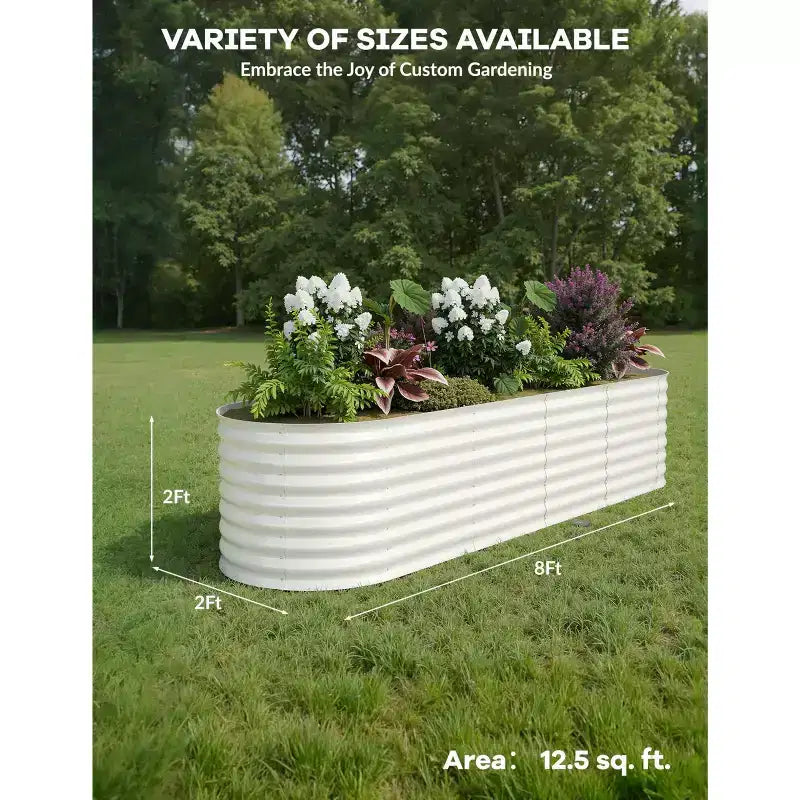 Bacs de jardin surélevés en acier galvanisé, résistants à la rouille, montage facile, pour légumes/fleurs d'extérieur, beiges, lot de 2, disponibles en plusieurs tailles