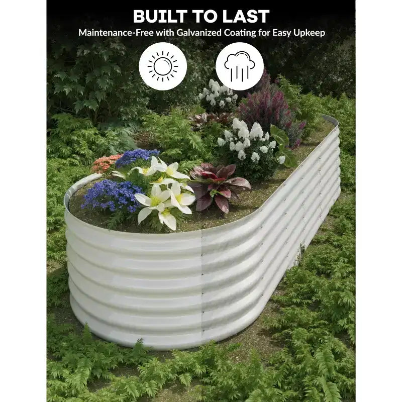 Bacs de jardin surélevés en acier galvanisé, résistants à la rouille, montage facile, pour légumes/fleurs d'extérieur, beiges, lot de 2, disponibles en plusieurs tailles