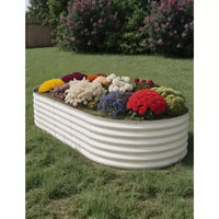 Bacs de jardin surélevés en acier galvanisé, résistants à la rouille, montage facile, pour légumes/fleurs d'extérieur, beiges, lot de 2, disponibles en plusieurs tailles