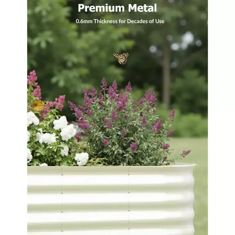 Bacs de jardin surélevés en acier galvanisé, résistants à la rouille, montage facile, pour légumes/fleurs d'extérieur, beiges, lot de 2, disponibles en plusieurs tailles