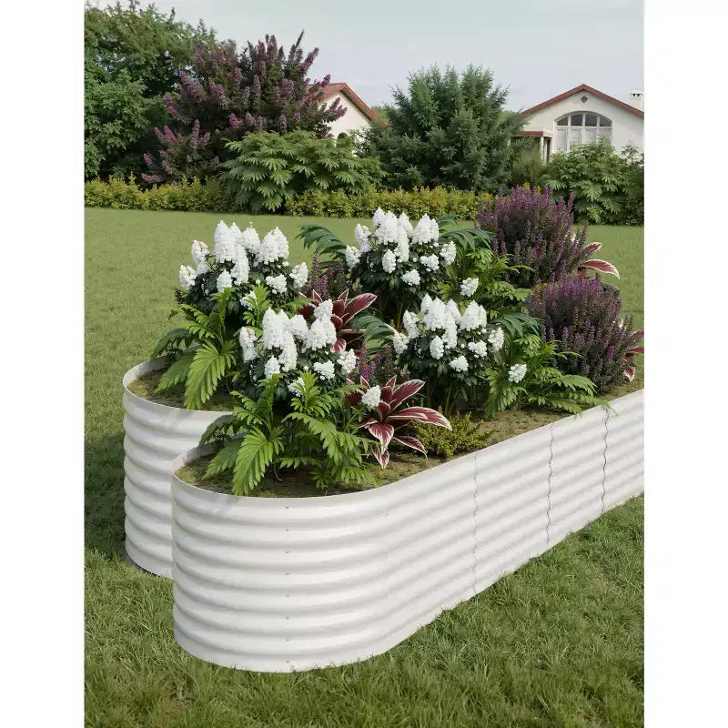 Bacs de jardin surélevés en acier galvanisé, résistants à la rouille, montage facile, pour légumes/fleurs d'extérieur, beiges, lot de 2, disponibles en plusieurs tailles