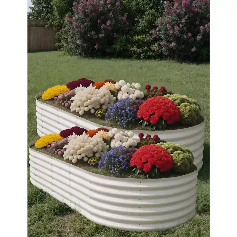 Bacs de jardin surélevés en acier galvanisé, résistants à la rouille, montage facile, pour légumes/fleurs d'extérieur, beiges, lot de 2, disponibles en plusieurs tailles