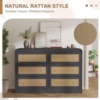 Commode à 6 tiroirs en rotin Acekool, commode moderne pour chambre à coucher, salon et couloir