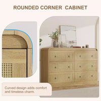 Commode à 6 tiroirs en rotin Acekool, commode moderne pour chambre à coucher, salon et couloir