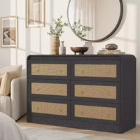 Commode à 6 tiroirs en rotin Acekool, commode moderne pour chambre à coucher, salon et couloir