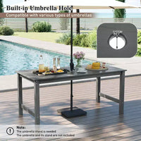 Table de salle à manger d'extérieur Costway en PEHD pour 6 personnes 67 Table de patio avec plateau aspect bois