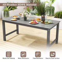Table de salle à manger d'extérieur Costway en PEHD pour 6 personnes 67 Table de patio avec plateau aspect bois