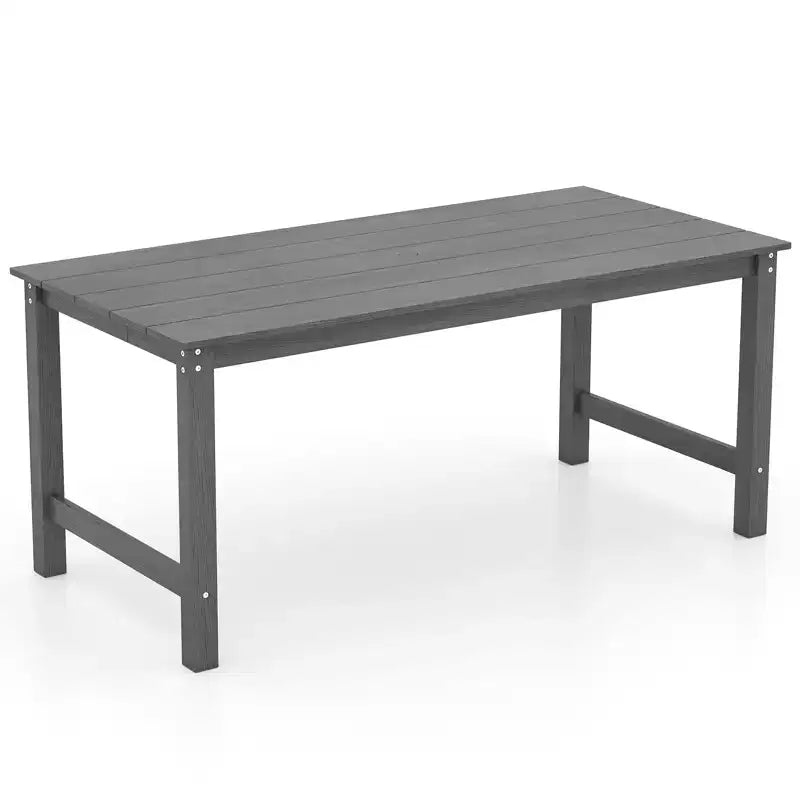 Table de salle à manger d'extérieur Costway en PEHD pour 6 personnes 67 Table de patio avec plateau aspect bois