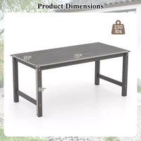 Table de salle à manger d'extérieur Costway en PEHD pour 6 personnes 67 Table de patio avec plateau aspect bois