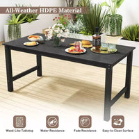 Table de salle à manger d'extérieur Costway en PEHD pour 6 personnes 67 Table de patio avec plateau aspect bois