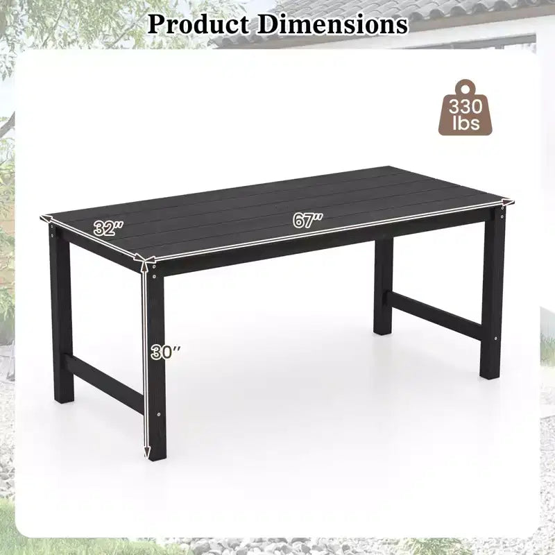Table de salle à manger d'extérieur Costway en PEHD pour 6 personnes 67 Table de patio avec plateau aspect bois